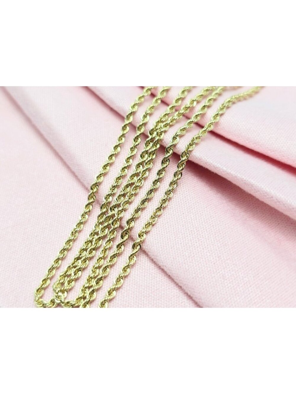 Unique 14K Karat Solid Yellow Gold Designer Rope Chain Necklace - 17" Length